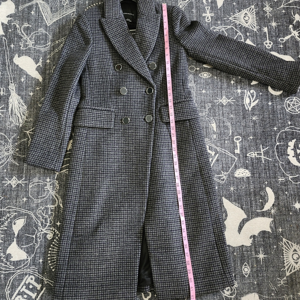 Club Monaco Black and Gray Checkered Trench Coat - Picture 5 of 9